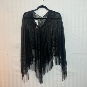 Black crochet cape